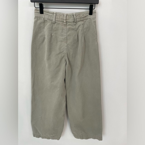 Free People Sage Green Cropped Wide Leg Patti Pants Size 26 Cotton.  L15 - Picture 6 of 8